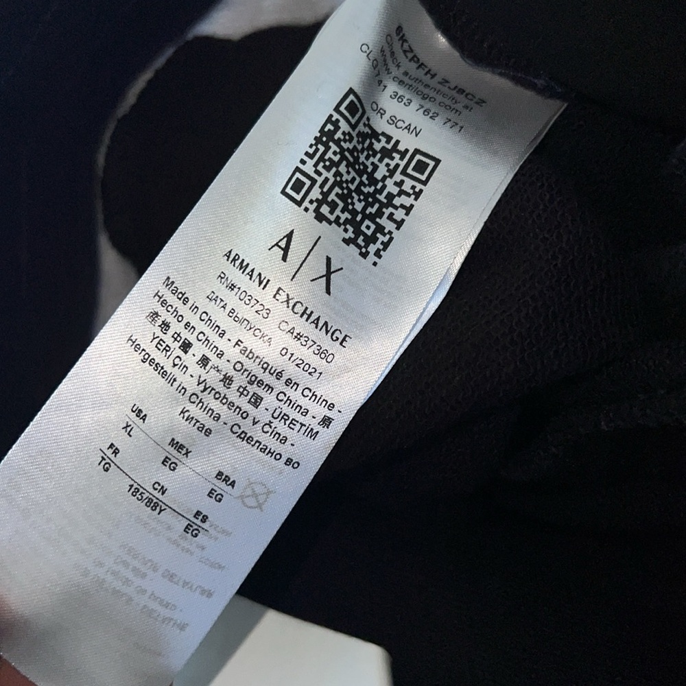 NWT ARMANI EXCHANGE TROUSER PANTS in black with navy and white details - Picture 5 of 5